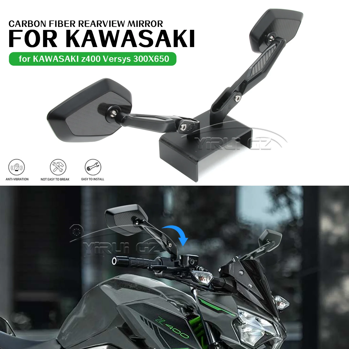 FOR KAWASAKI Z400 Z400 Versys 300X 650 Motorcycle rearview mirrors Foldable mirrors rod Rearview Side Mirror anti-glare mirrors
FOR KAWASAKI Z400 Z400 Versys 300X 650 Motorcycle rearview mirrors Foldable mirrors rod Rearview Side Mirror anti-glare mirrors