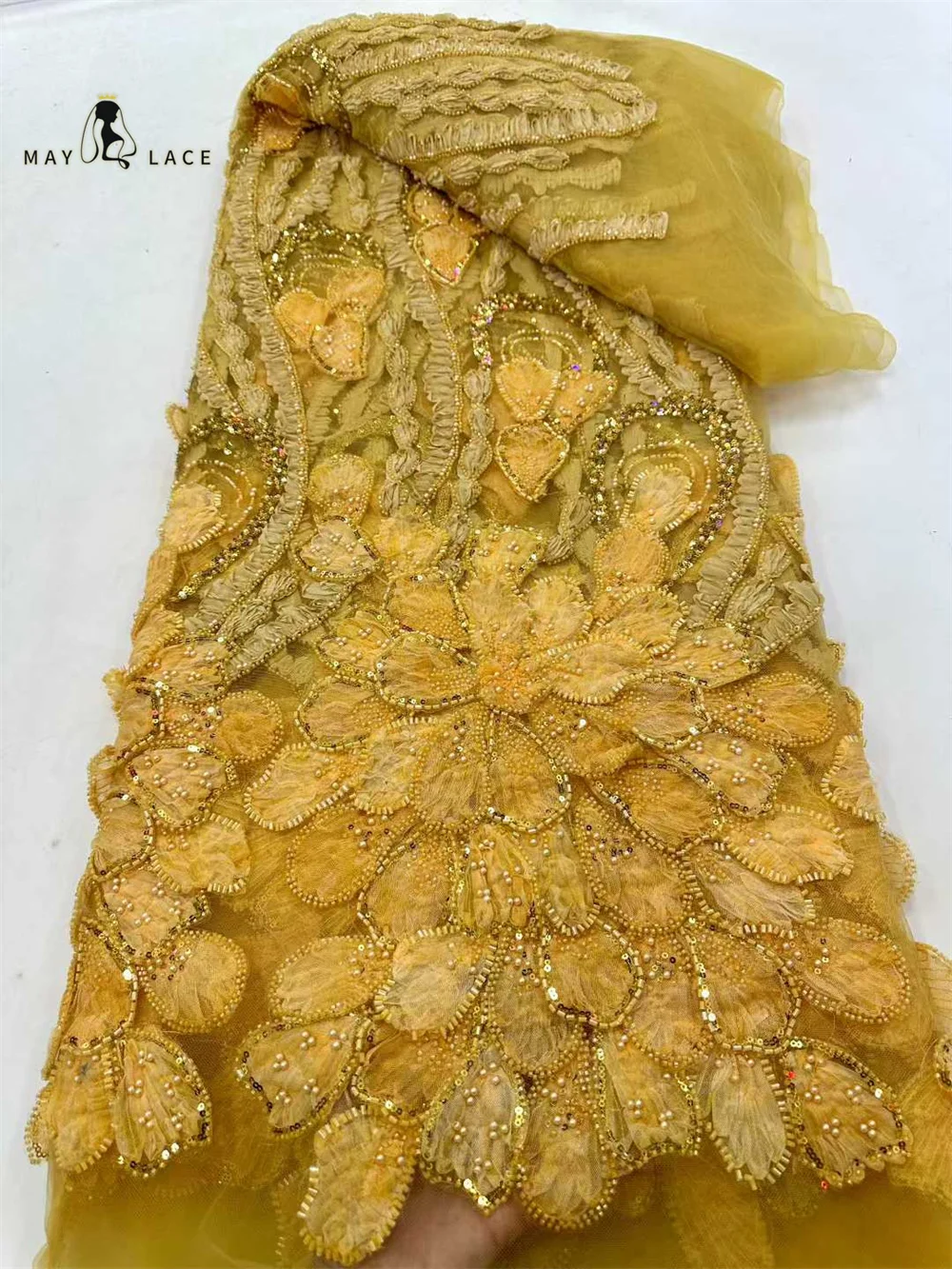 Luxury Yellow African 3D Beaded Lace Fabric 2026 High Quality Embroidered Nigerian Sequins Lace Fabrics for Women Party Dress
Luxury Yellow African 3D Beaded Lace Fabric 2026 High Quality Embroidered Nigerian Sequins Lace Fabrics for Women Party Dress