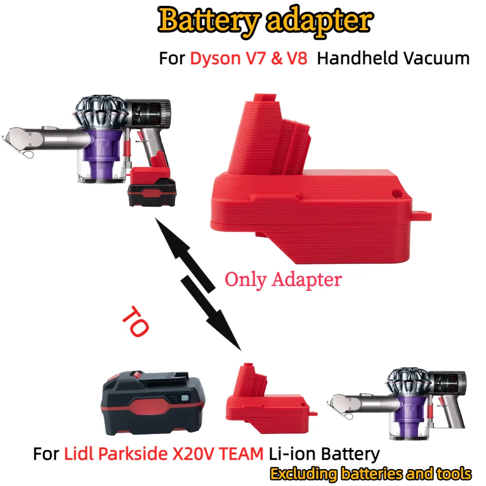 Battery Adapter for Lidl Parkside X20V TEAM Li-ion Battery To Dyson V7 & V8 Animal Fluffy Motorhead Handheld Vacuum Converter
Battery Adapter for Lidl Parkside X20V TEAM Li-ion Battery To Dyson V7 & V8 Animal Fluffy Motorhead Handheld Vacuum Converter
