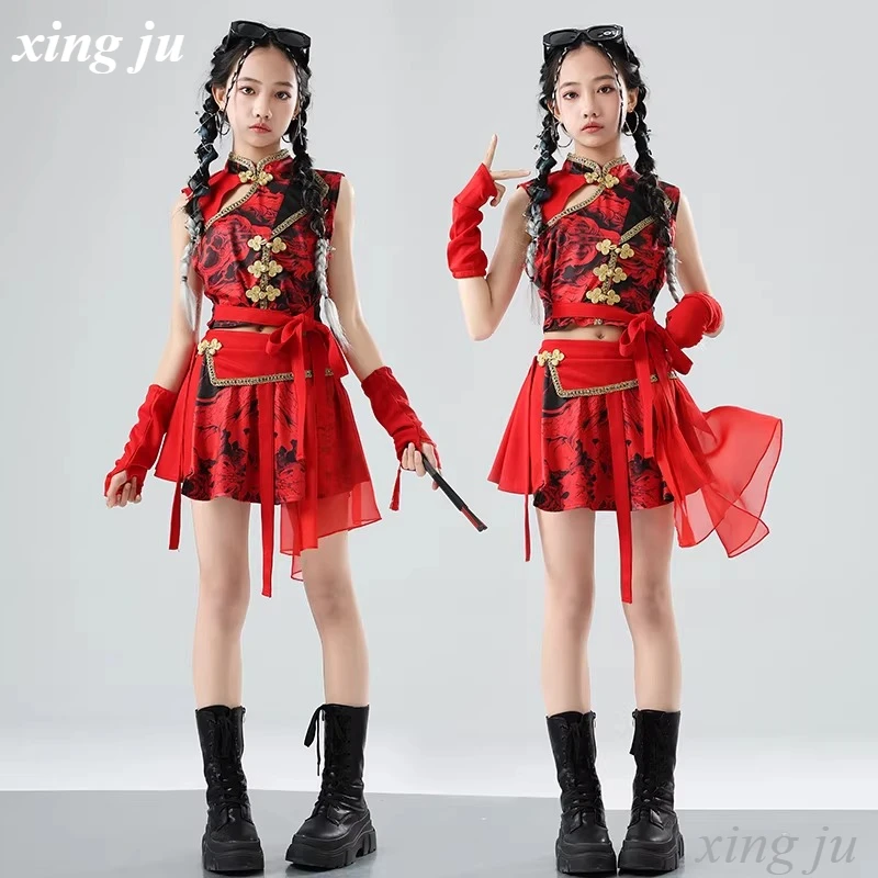 Xing Ju New Chinese Style Jazz Dance Girl Red Tops Tight Skirt Performance Costumes Kpop Outfits Concert Runway Stage Group Wear
Xing Ju New Chinese Style Jazz Dance Girl Red Tops Tight Skirt Performance Costumes Kpop Outfits Concert Runway Stage Group Wear