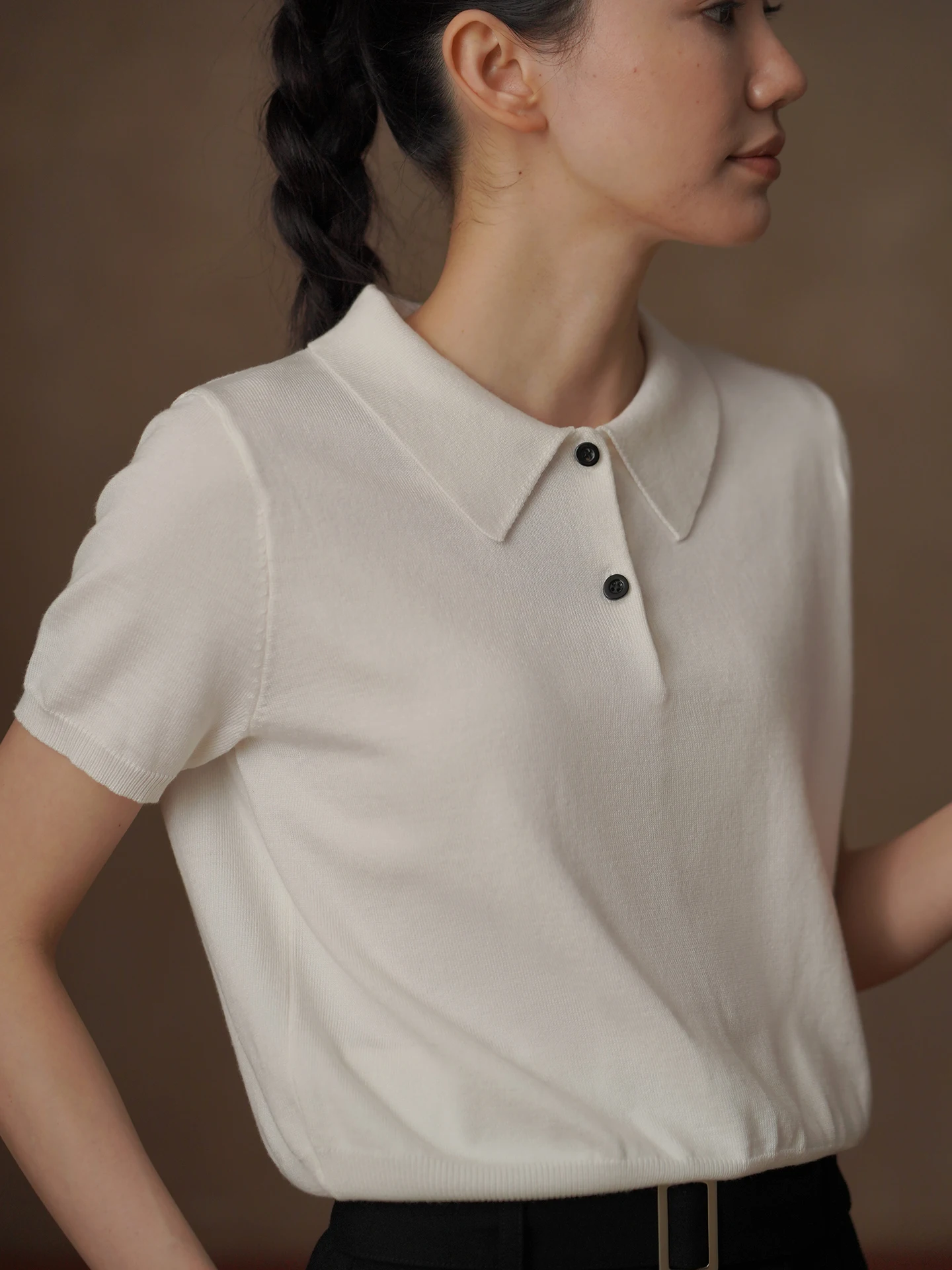 Hacikis Miss High Intelligence Retro Soft Knitted Short Sleeve Top Color Block Button Casual Straight Fit Women's Shirt
Hacikis Miss High Intelligence Retro Soft Knitted Short Sleeve Top Color Block Button Casual Straight Fit Women's Shirt