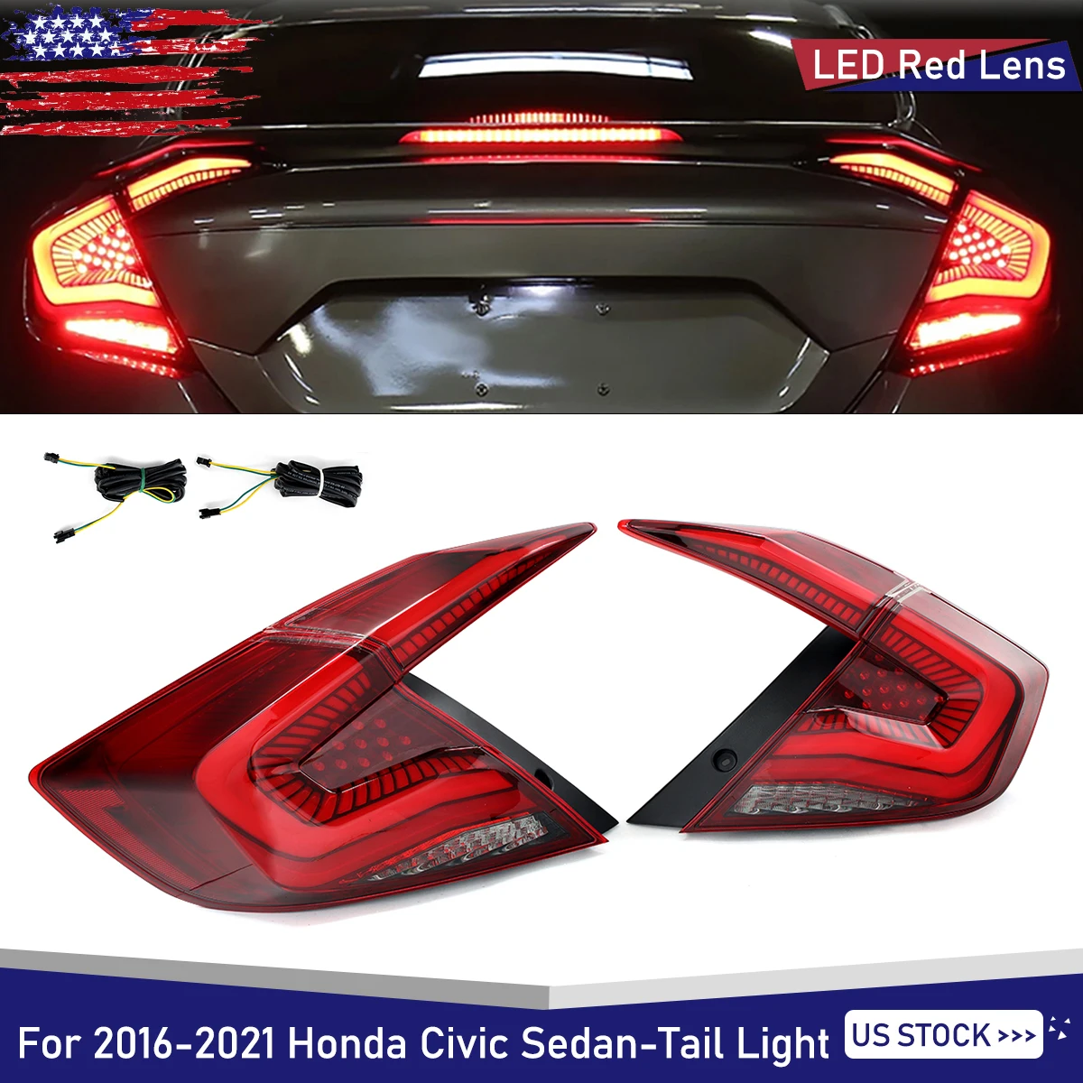 Светодиодные задние фонари с красными линзами и последовательными красными линзами для Honda Civic Sedan 2016 2017 2018 2019 2020 2021, динамические аксессуары для задних фонарей
Светодиодные задние фонари с красными линзами и последовательными красными линзами для Honda Civic Sedan 2016 2017 2018 2019 2020 2021, динамические аксессуары для задних фонарей
