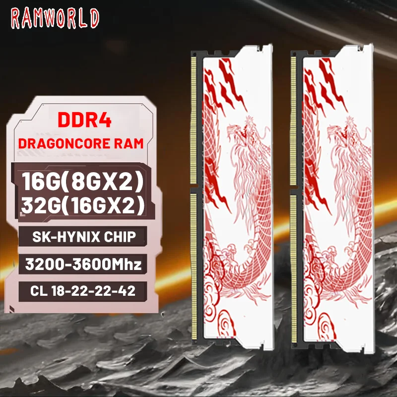 RAMWORLD DragonCore RAM DDR4 3600 МГц 3200 МГц 16 ГБX2 8 ГБX2 Игровой настольный компьютер Memoria Ram XMP2.0 SK-HYNIX чипы DIMM Компьютерная память
RAMWORLD DragonCore RAM DDR4 3600 МГц 3200 МГц 16 ГБX2 8 ГБX2 Игровой настольный компьютер Memoria Ram XMP2.0 SK-HYNIX чипы DIMM Компьютерная память