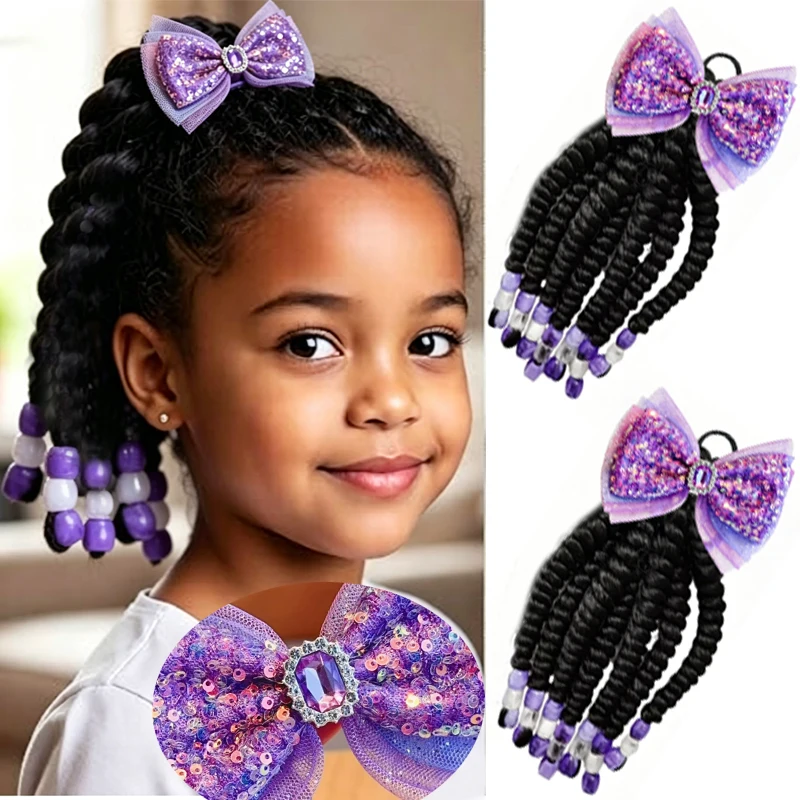 2Pcs Kids Ponytail with Beads 7" Two-Strand Twists Braided with Sequin Bow Clip Ponytails for Braided Hairstyles for Black Girls
2Pcs Kids Ponytail with Beads 7" Two-Strand Twists Braided with Sequin Bow Clip Ponytails for Braided Hairstyles for Black Girls