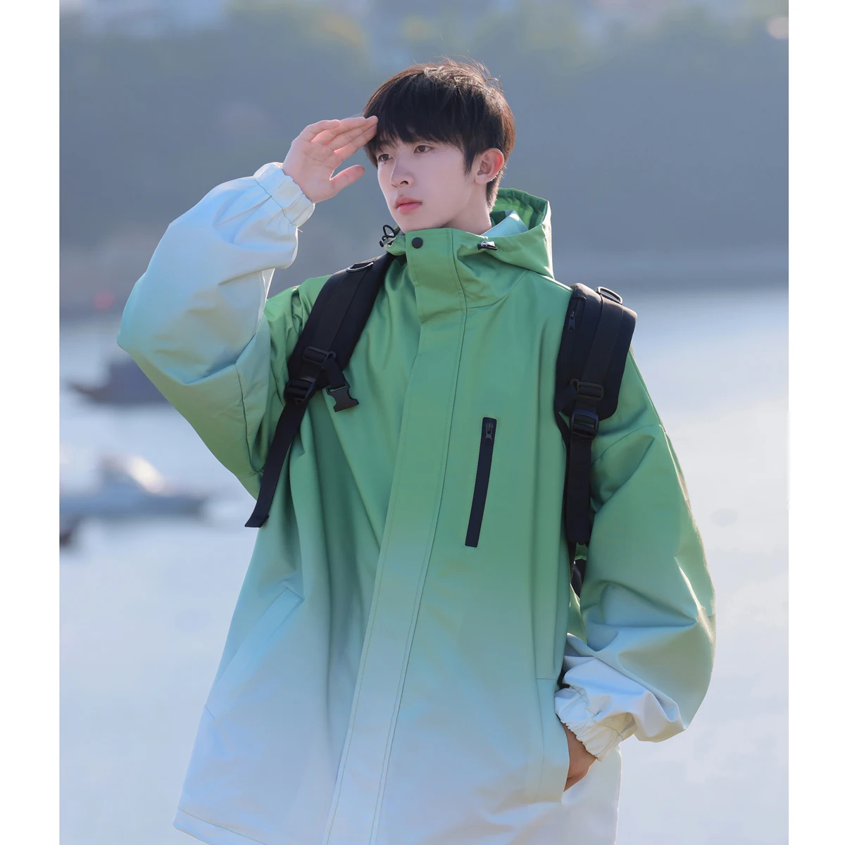 Gradient Color Men's Spring Autumn Outdoor Waterproof Hooded Jacket Youthful Handsome Functional Coat Loose Fit Zipper Decora...
Gradient Color Men's Spring Autumn Outdoor Waterproof Hooded Jacket Youthful Handsome Functional Coat Loose Fit Zipper Decora...