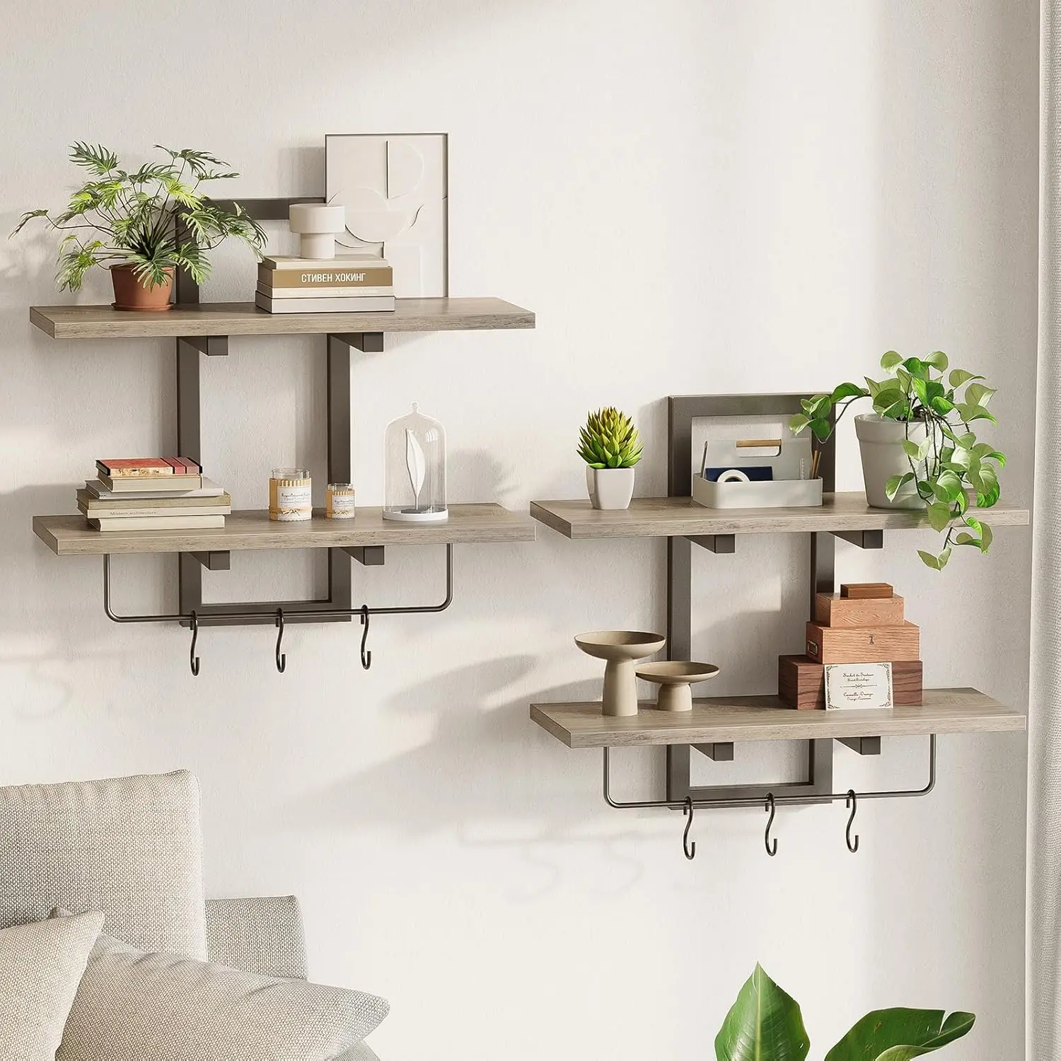 Floating Shelves, 15" Wall Shelf Set of 2, Hanging Bathroom Shelves 2-Tier, Wall Mounted Storage Shelves, for Living Ro
Floating Shelves, 15" Wall Shelf Set of 2, Hanging Bathroom Shelves 2-Tier, Wall Mounted Storage Shelves, for Living Ro