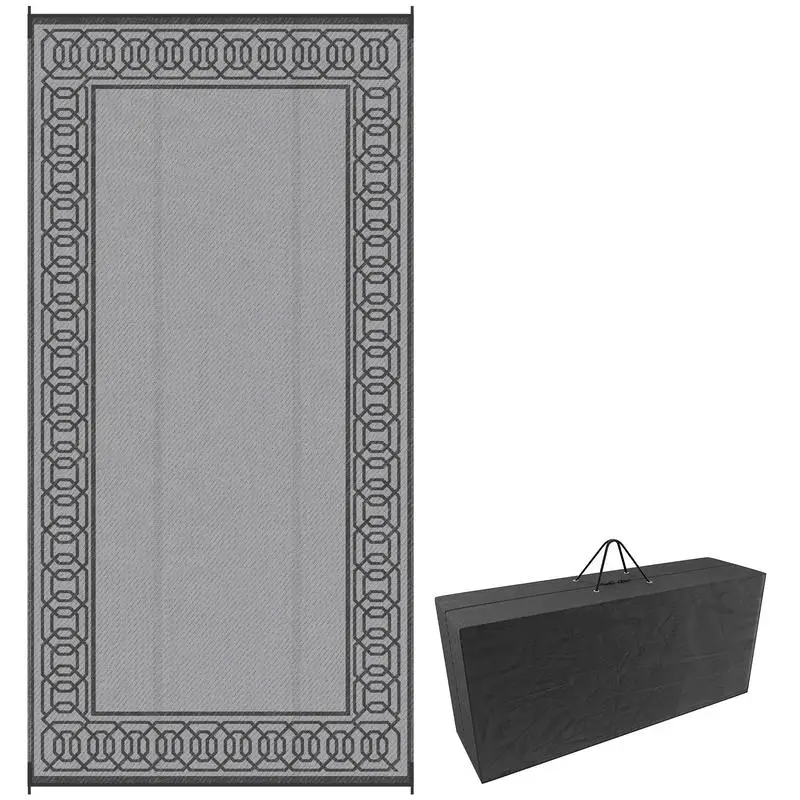 Outdoor Rug for Patio, 9' x 18' Waterproof Large Mat, Reversible Plastic Straw Rug for Decor, Portable Outside RV Camping Area Carpet Mat for Backyard Porch Deck Picnic, Black & Gray Border
Outdoor Rug for Patio, 9' x 18' Waterproof Large Mat, Reversible Plastic Straw Rug for Decor, Portable Outside RV Camping Area Carpet Mat for Backyard Porch Deck Picnic, Black & Gray Border