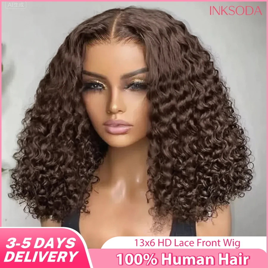 13x6 HD Lace Front Wig Deep Wave Chocolate Brown Human Hair Curly Wigs 40 30 Inch Reddish Brown Colored Wig #4 Preplucked
13x6 HD Lace Front Wig Deep Wave Chocolate Brown Human Hair Curly Wigs 40 30 Inch Reddish Brown Colored Wig #4 Preplucked