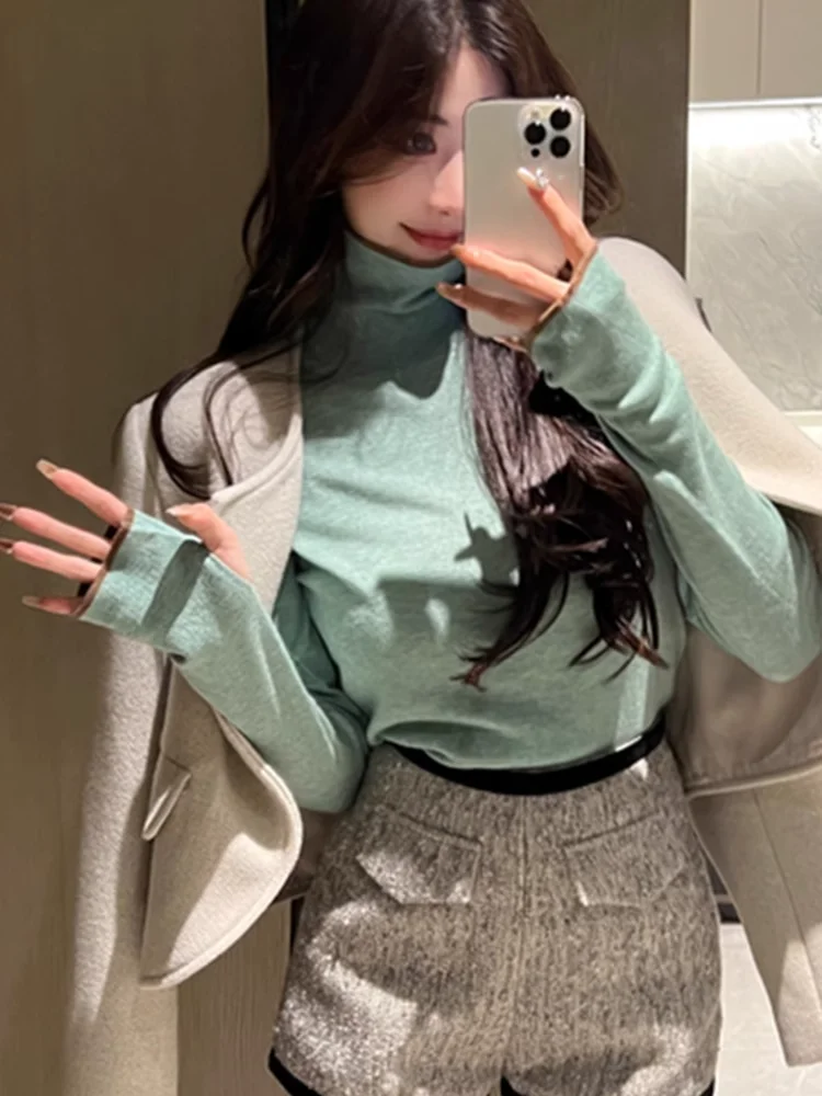 Green High Collar Knitted Base Shirt Women's Casual Long Sleeve Fashionable Inner Wear Top Simple Stylish Spring Season
Green High Collar Knitted Base Shirt Women's Casual Long Sleeve Fashionable Inner Wear Top Simple Stylish Spring Season