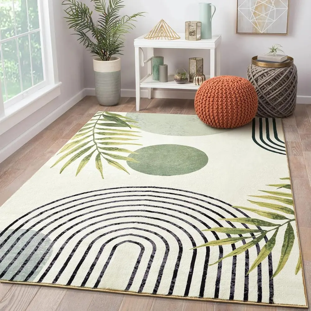 Green Mid-Century Modern Boho 4x6 Rug - Cute Tropical Leaves Design for Home, Non-Slip & Washable
Green Mid-Century Modern Boho 4x6 Rug - Cute Tropical Leaves Design for Home, Non-Slip & Washable
