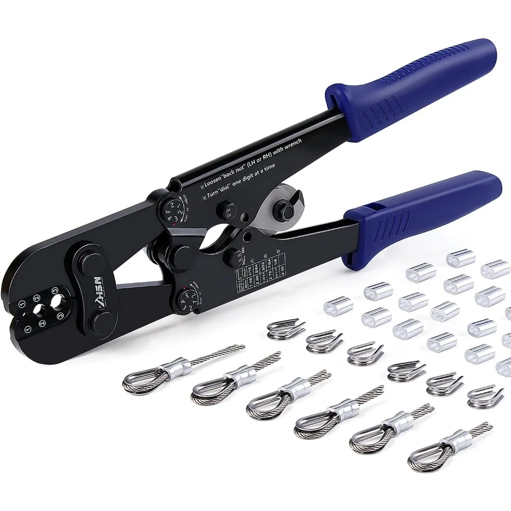 Wire Rope Crimping Tool Kit with Cutter Sleeves and Rings for Industrial Marine Rigging and Lifting
Wire Rope Crimping Tool Kit with Cutter Sleeves and Rings for Industrial Marine Rigging and Lifting