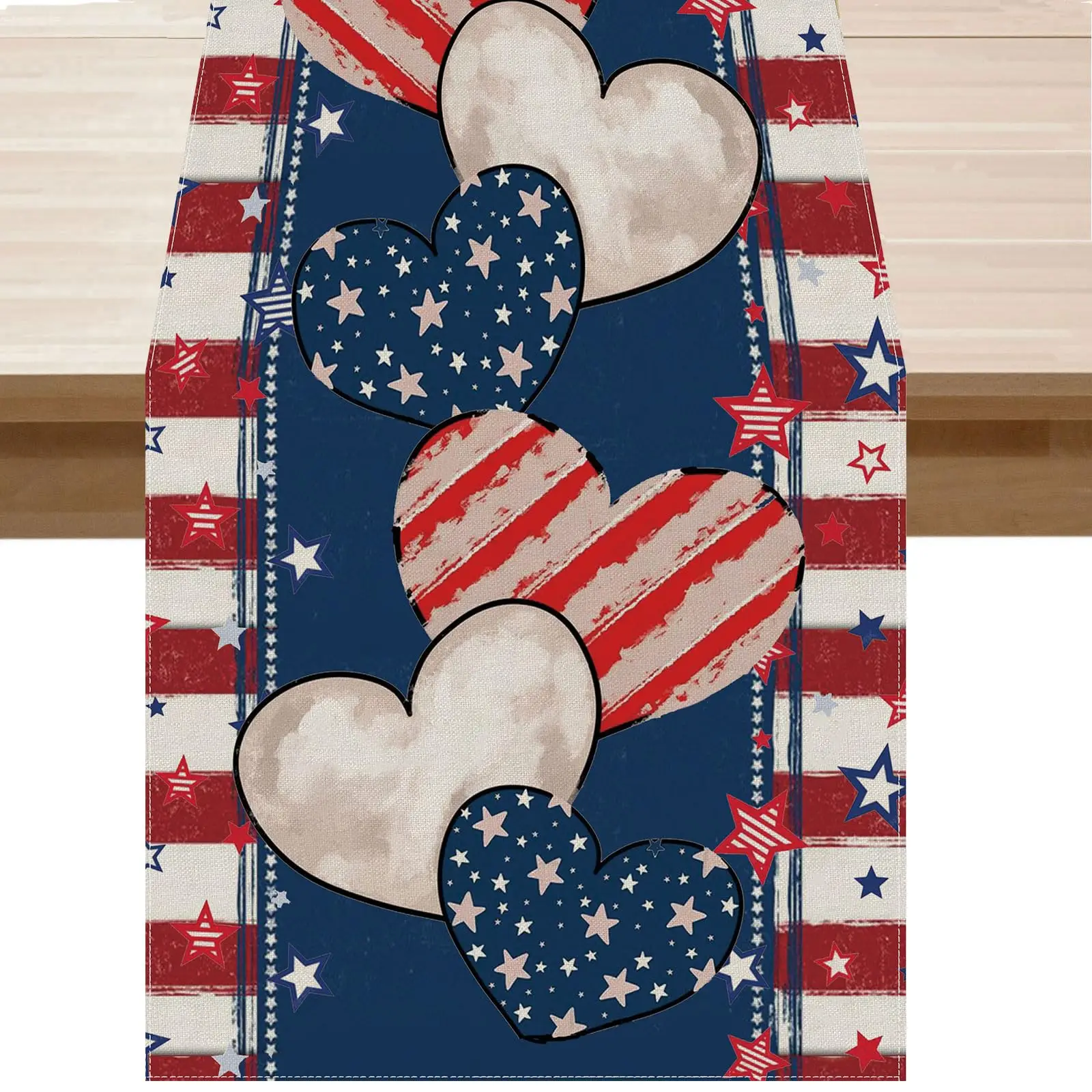 4th of July Table Runner Stripe Stars Heart Memorial Day Independence Day Patriotic America Table Decoration Home Kitchen Decor
4th of July Table Runner Stripe Stars Heart Memorial Day Independence Day Patriotic America Table Decoration Home Kitchen Decor