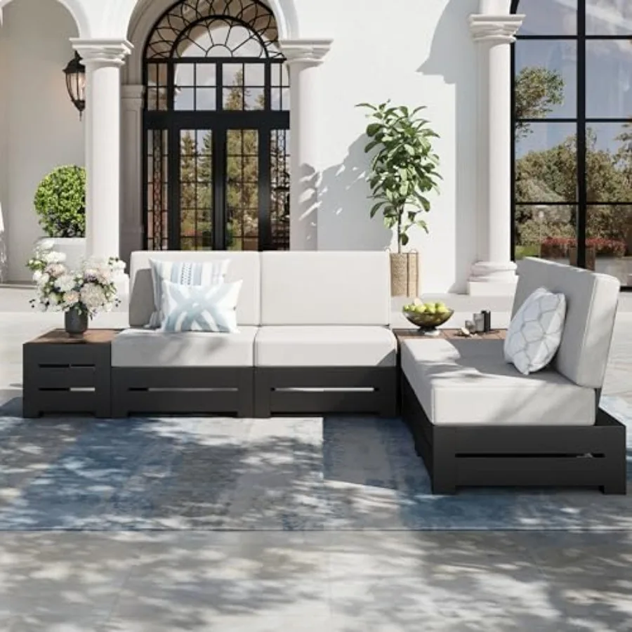 Outdoor patio modular L-shape sofa set: 6-piece metal furniture with 5.9 thick cushions coffee table side table gray finish wea
Outdoor patio modular L-shape sofa set: 6-piece metal furniture with 5.9 thick cushions coffee table side table gray finish wea