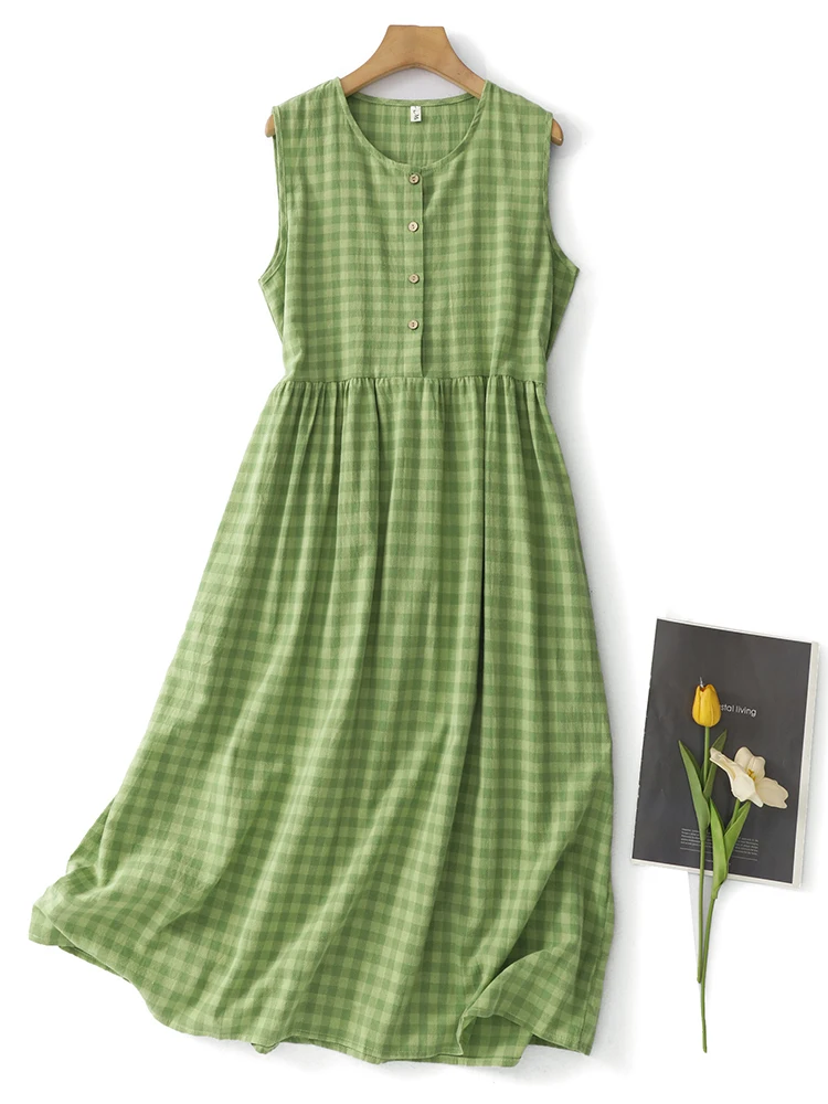 Summer Plaid Strap Vest Dress Women's plus Size Fashion Sleeveless Waist Cinched Long Dress Korean Style High Waist A-Line Skirt
Summer Plaid Strap Vest Dress Women's plus Size Fashion Sleeveless Waist Cinched Long Dress Korean Style High Waist A-Line Skirt