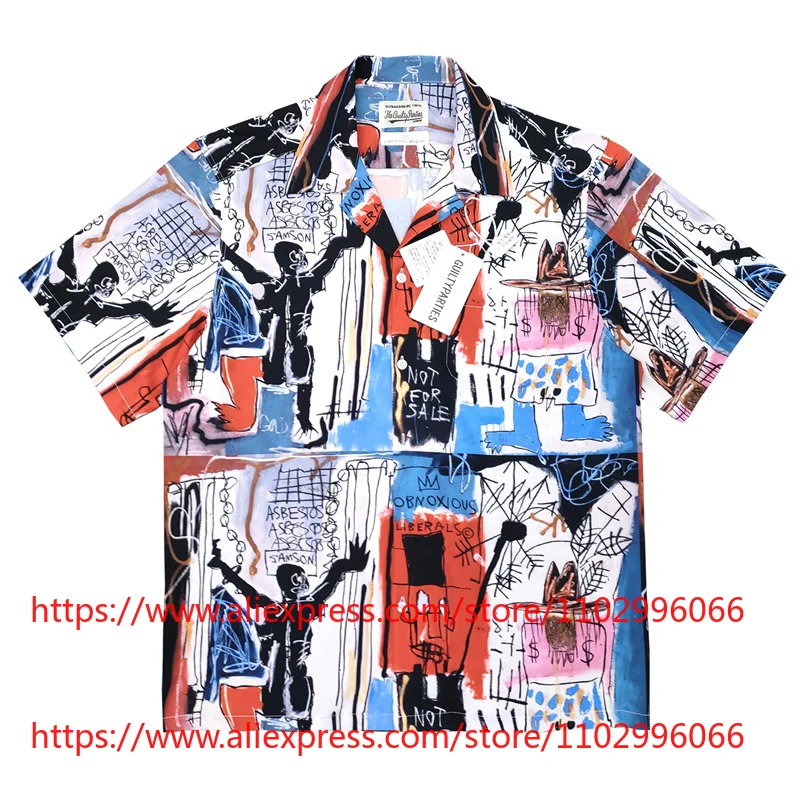 New WACKO MARIA Men's Graffiti Art Print Short Sleeve Hawaiian Camp Collar Shirt Loose Casual Cardigan Button Top
New WACKO MARIA Men's Graffiti Art Print Short Sleeve Hawaiian Camp Collar Shirt Loose Casual Cardigan Button Top
