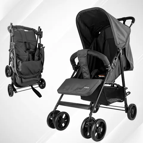 2-in-1 baby stroller, with a metal frame and comfortable fabric, is lightweight and foldable. The built-in belt is designed to k