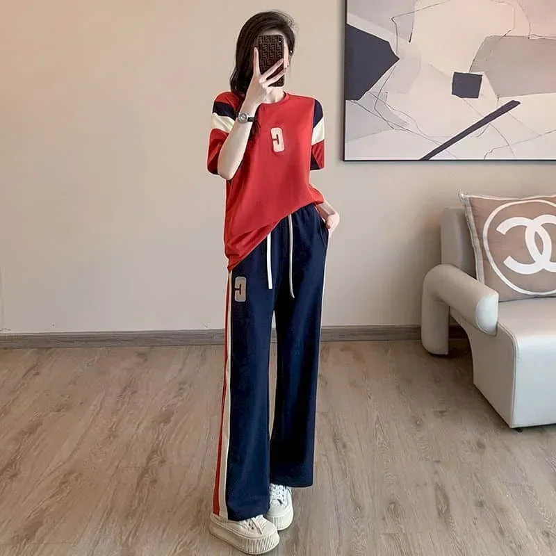 Pop Sporty Women Pants Sets Cotton Short Sleeve T-shirt Korean Style Tracksuits Casual Tops And Pants 2 Piece Sets Women Outfits
Pop Sporty Women Pants Sets Cotton Short Sleeve T-shirt Korean Style Tracksuits Casual Tops And Pants 2 Piece Sets Women Outfits