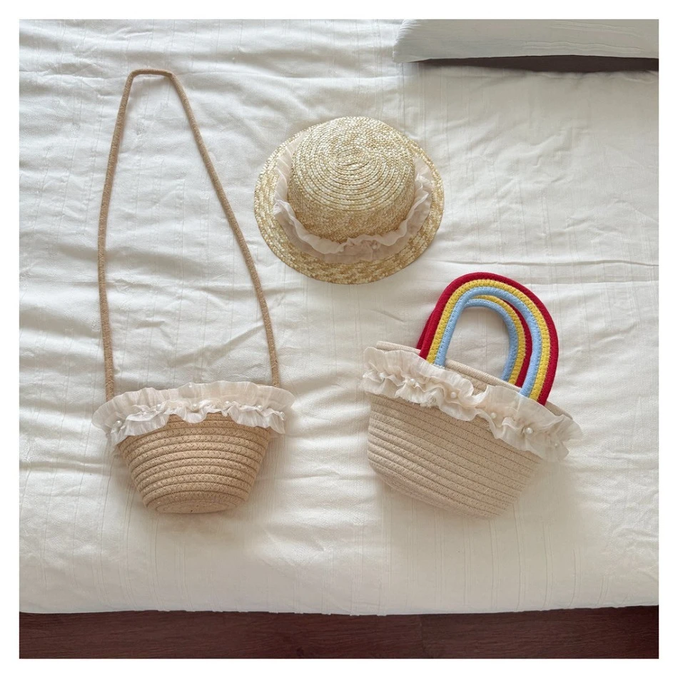 Kids Summer Straw Hat and Bag Set Cute Handle Woven Bag with Lace Trim Sun Hat for Toddler Girls Beach Weaving Hat Handbags BT14
Kids Summer Straw Hat and Bag Set Cute Handle Woven Bag with Lace Trim Sun Hat for Toddler Girls Beach Weaving Hat Handbags BT14