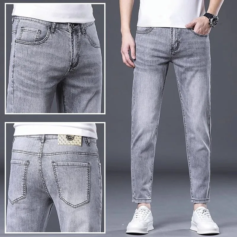 Nine point jeans men's slim fit small leg pants men's summer thin style light blue elastic men's long pants
Nine point jeans men's slim fit small leg pants men's summer thin style light blue elastic men's long pants