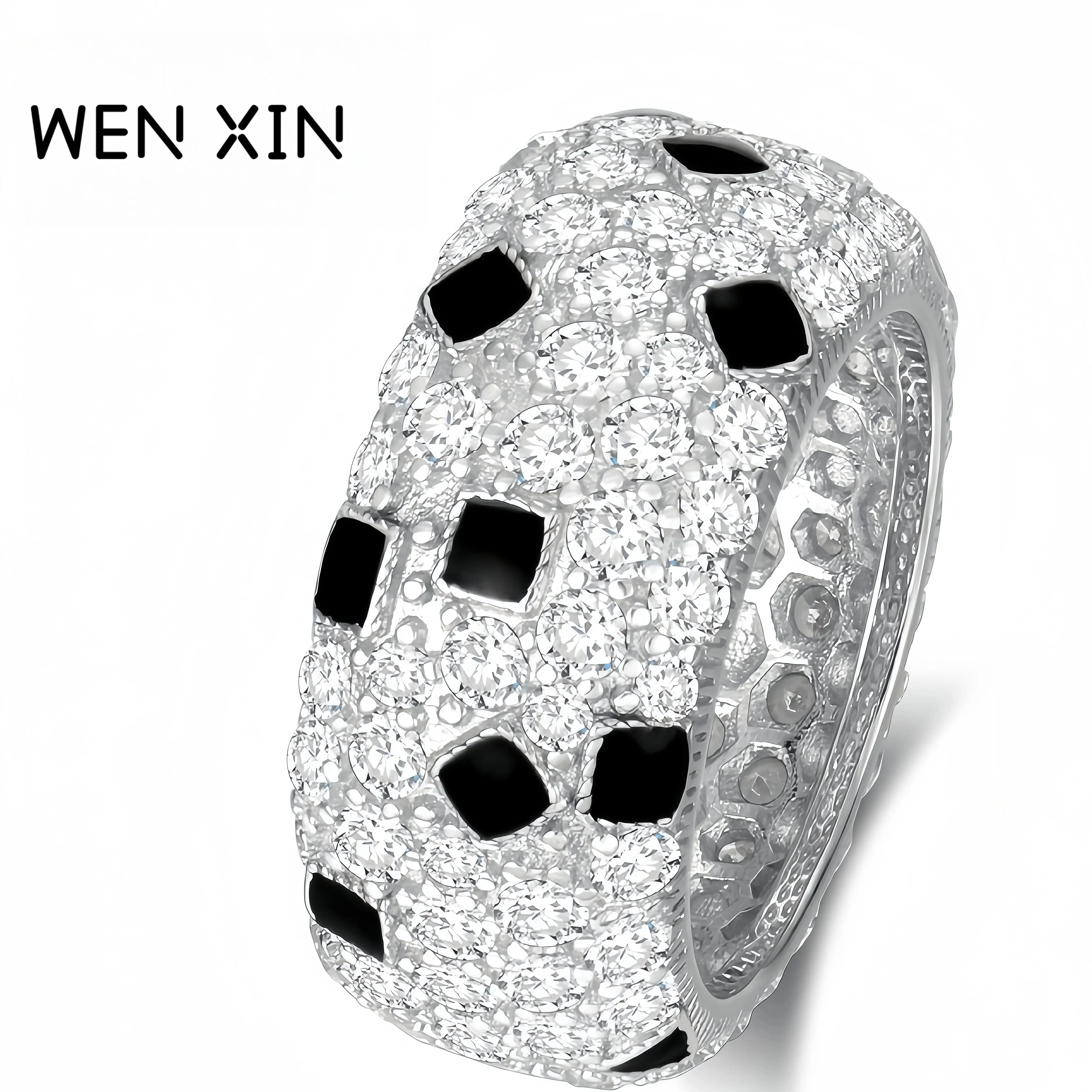 WENXIN Brand Women Leopard Print Ring 925 Sterling Silver Certificated High Carbon Diamond Enamel Spots Ring Jewelry
WENXIN Brand Women Leopard Print Ring 925 Sterling Silver Certificated High Carbon Diamond Enamel Spots Ring Jewelry