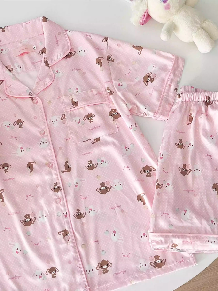 Cartoon Sweet Rabbit Spwear Set Women's ort Sve orts Home Clothes Thin Summer Youth Print Home Comfortable Clothes
Cartoon Sweet Rabbit Spwear Set Women's ort Sve orts Home Clothes Thin Summer Youth Print Home Comfortable Clothes