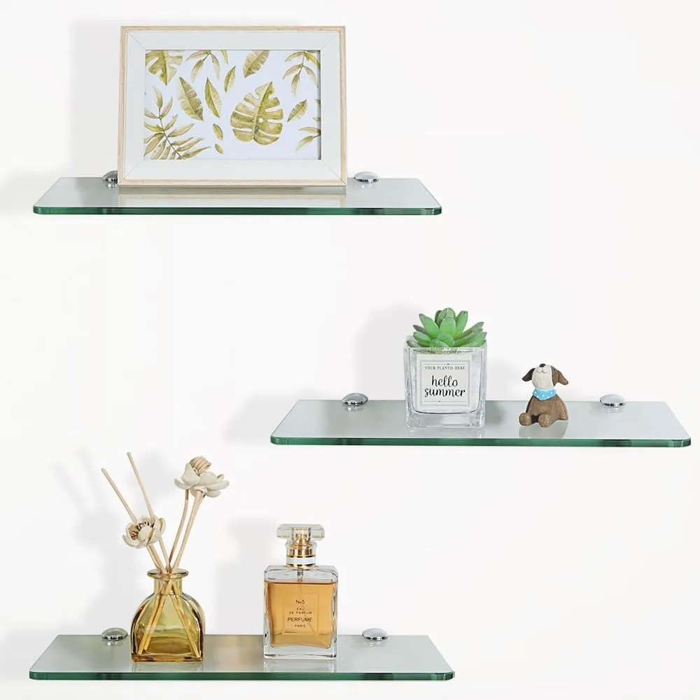 Glass Floating Shelves for Wall, 12 Inch Set of 3 Clear Tempered Glass for Bathroom Living Room Bedroom
Glass Floating Shelves for Wall, 12 Inch Set of 3 Clear Tempered Glass for Bathroom Living Room Bedroom
