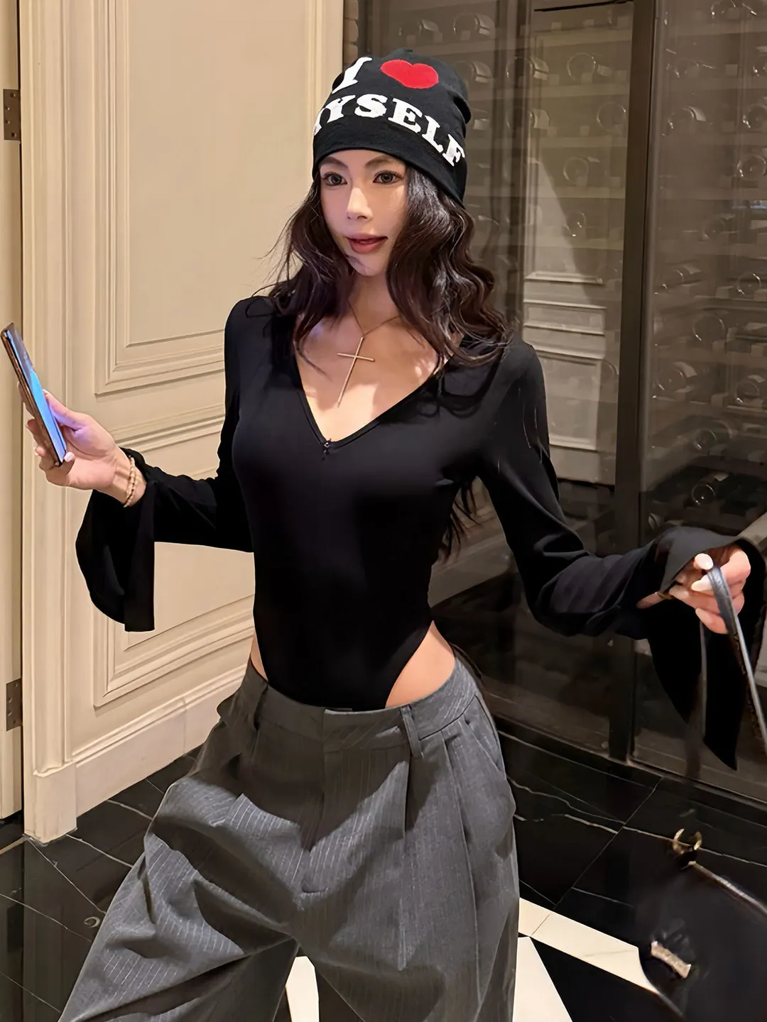 Sexy V-Ne Long Sve Onesie T-irt Women's Slim Fit Design Sensation Early Autumn New Sle Hot Girl High Waist Long Pants
Sexy V-Ne Long Sve Onesie T-irt Women's Slim Fit Design Sensation Early Autumn New Sle Hot Girl High Waist Long Pants