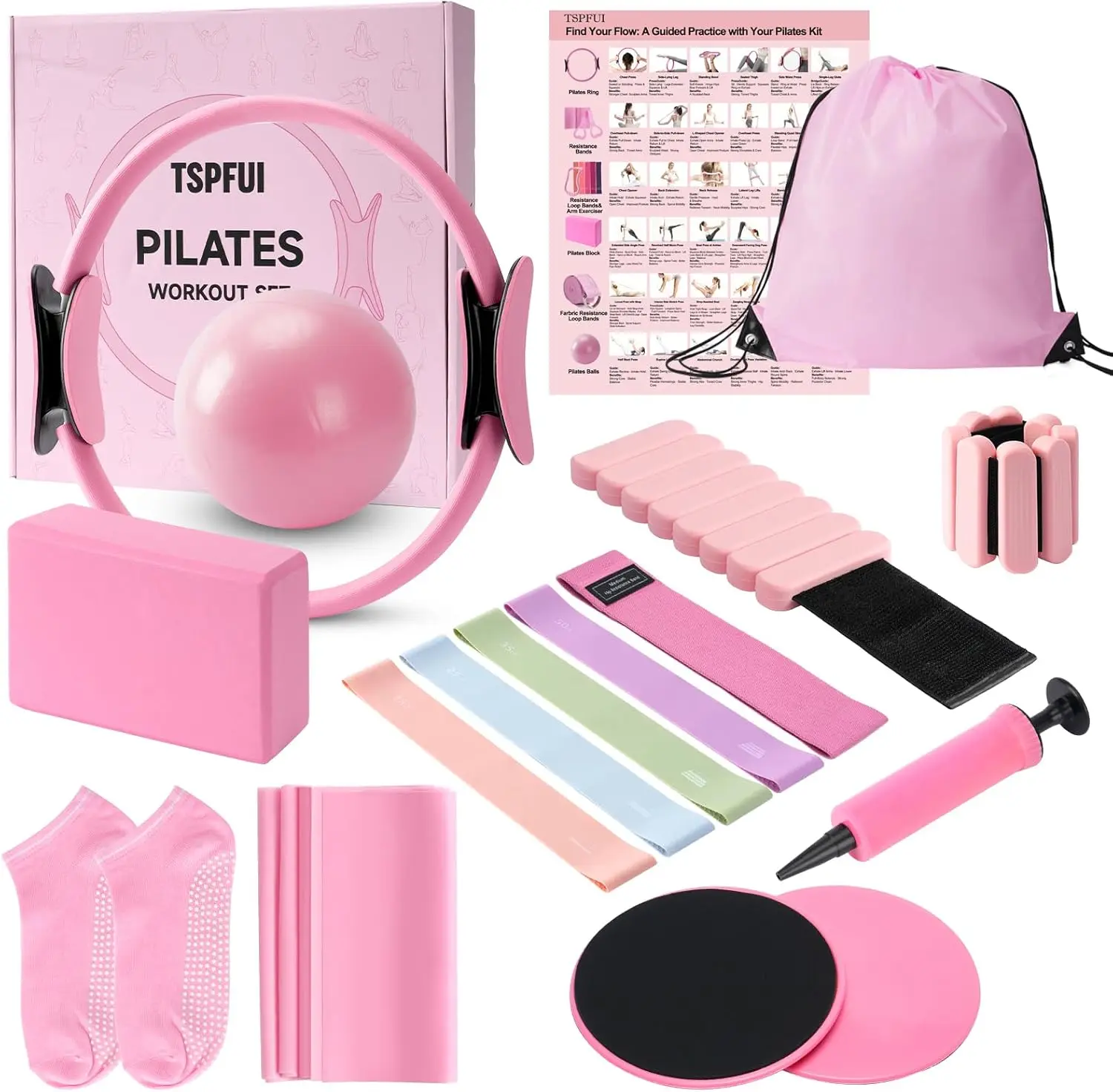Complete Pilates Kit for Women: Ring, Ball, Bands, Weights & More - Home Workout Essentials
Complete Pilates Kit for Women: Ring, Ball, Bands, Weights & More - Home Workout Essentials