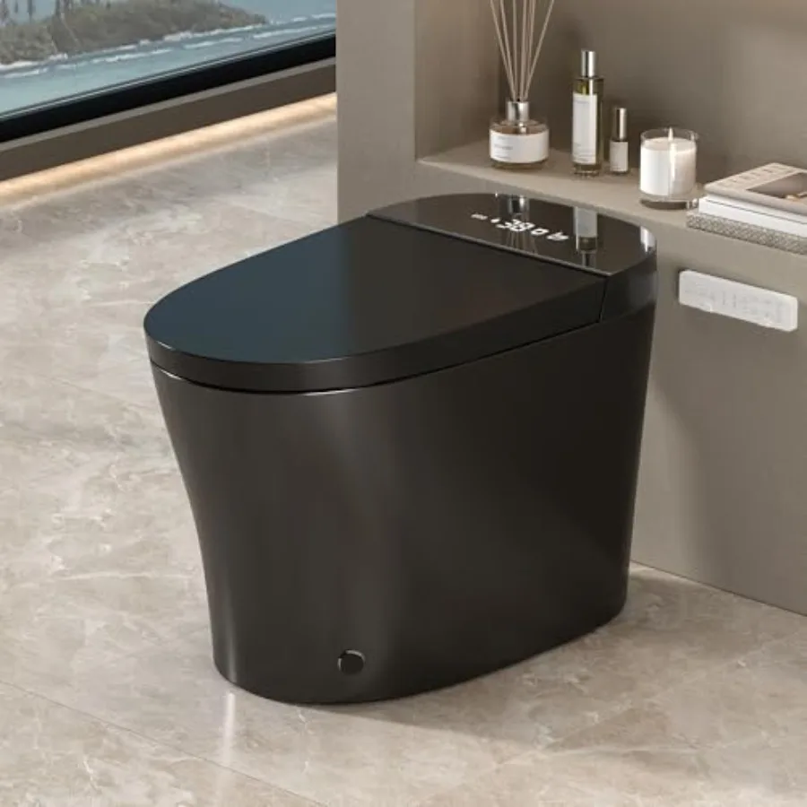 Smart toilet for home use, ceramic white, with bidet, auto open/close, heated seat, front/rear wash, LED display, night light,
Smart toilet for home use, ceramic white, with bidet, auto open/close, heated seat, front/rear wash, LED display, night light,