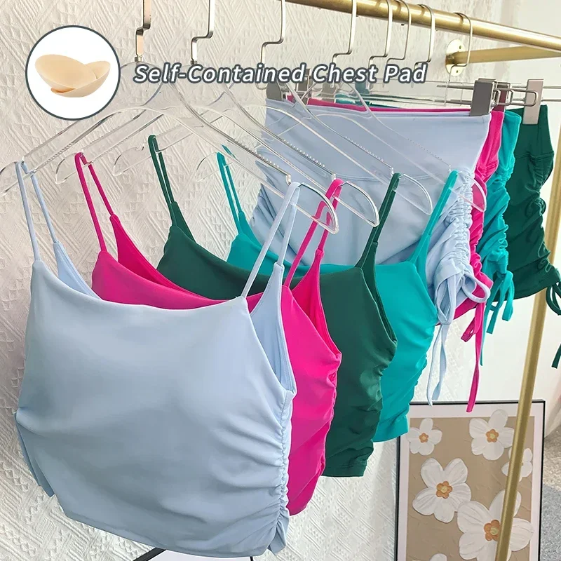 Fashion Solid Color Suspender Tops Pleats Women Fitness Bra Sexy Yoga Vest Running Fitness Gym Sports Athletic Top Sportswear
Fashion Solid Color Suspender Tops Pleats Women Fitness Bra Sexy Yoga Vest Running Fitness Gym Sports Athletic Top Sportswear