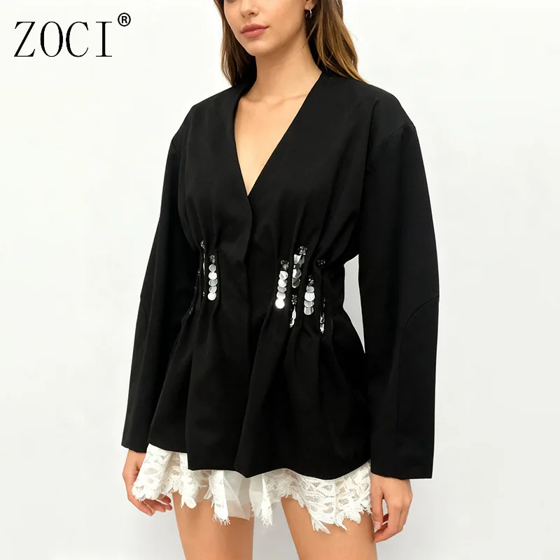 ZOCI накидка на талии, пиджаки с блестками, лоскутные пиджаки для женщин, однотонные пальто с v-образным вырезом, женские топы, новинка осени 2023 г.
ZOCI накидка на талии, пиджаки с блестками, лоскутные пиджаки для женщин, однотонные пальто с v-образным вырезом, женские топы, новинка осени 2023 г.