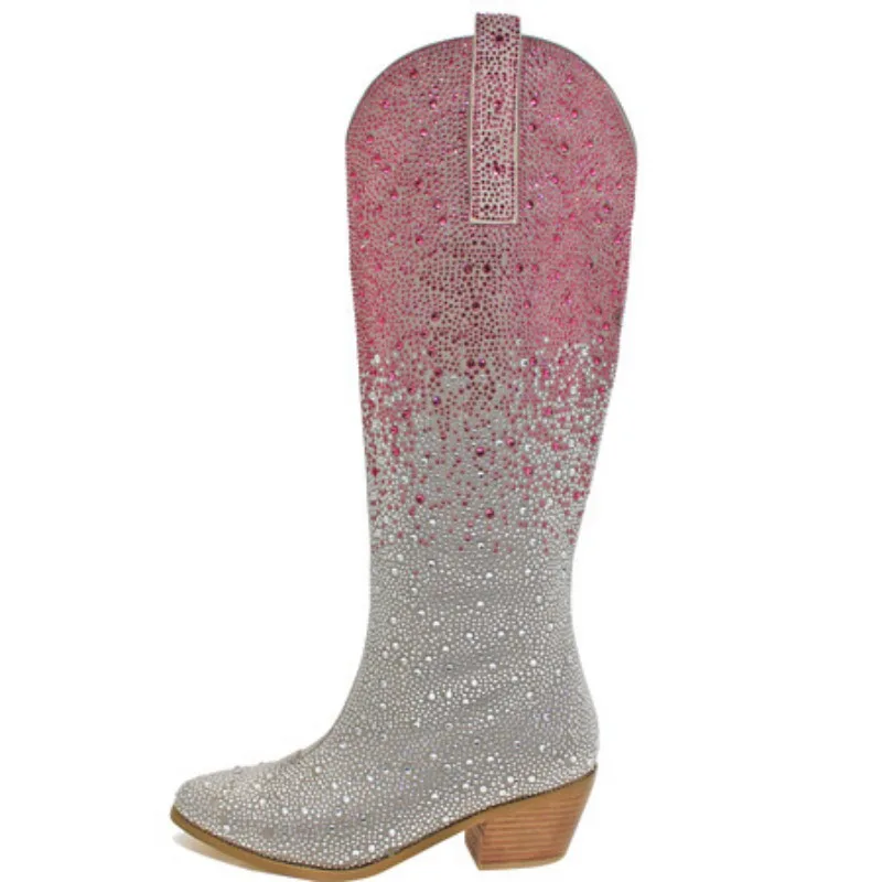 Water Diamond Gradient Fashion Knee Length Boots 2024 New Pointed Chelsea Boots Thick Heel Side Zipper Women's Boots Size 36-44
Water Diamond Gradient Fashion Knee Length Boots 2024 New Pointed Chelsea Boots Thick Heel Side Zipper Women's Boots Size 36-44