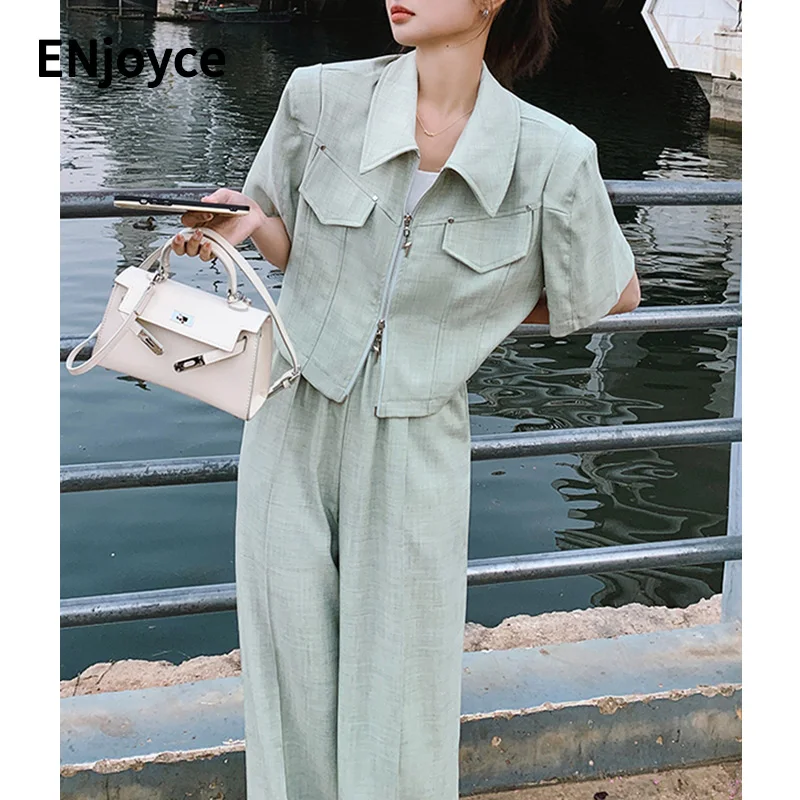 Spring Summer Women Vintage Two-piece Sets Short Sleeve Shirt Cropped Coats and Wide Leg Pants Outfits Korean Elegant Streetwear
Spring Summer Women Vintage Two-piece Sets Short Sleeve Shirt Cropped Coats and Wide Leg Pants Outfits Korean Elegant Streetwear