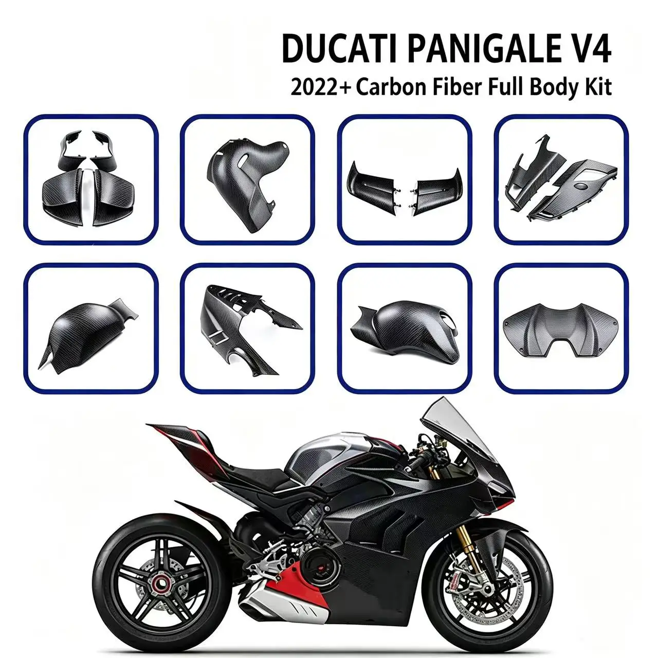 Suitable for DUCATI Panigale V4 2022+ motorcycle carbon fiber shell full vehicle fairing side panels mudguards and accessories
Suitable for DUCATI Panigale V4 2022+ motorcycle carbon fiber shell full vehicle fairing side panels mudguards and accessories
