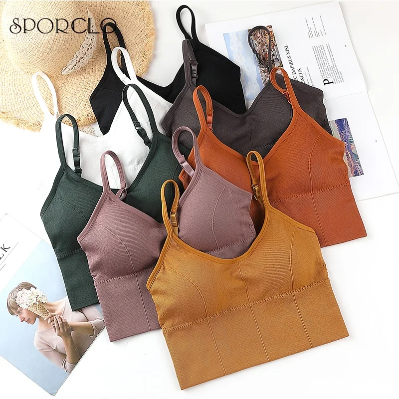 SPORCLO 1 Piece Sexy Tank Crop Top Seamless Underwear Straps Casual Bra With Chest Pad Slim Removable Pad Bra Full Cup Lingerie
SPORCLO 1 Piece Sexy Tank Crop Top Seamless Underwear Straps Casual Bra With Chest Pad Slim Removable Pad Bra Full Cup Lingerie