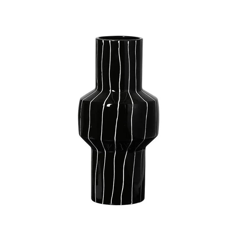 Modern minimalist hand-painted thin line plain black ceramic vase model room living room dining table creative home accessories
Modern minimalist hand-painted thin line plain black ceramic vase model room living room dining table creative home accessories