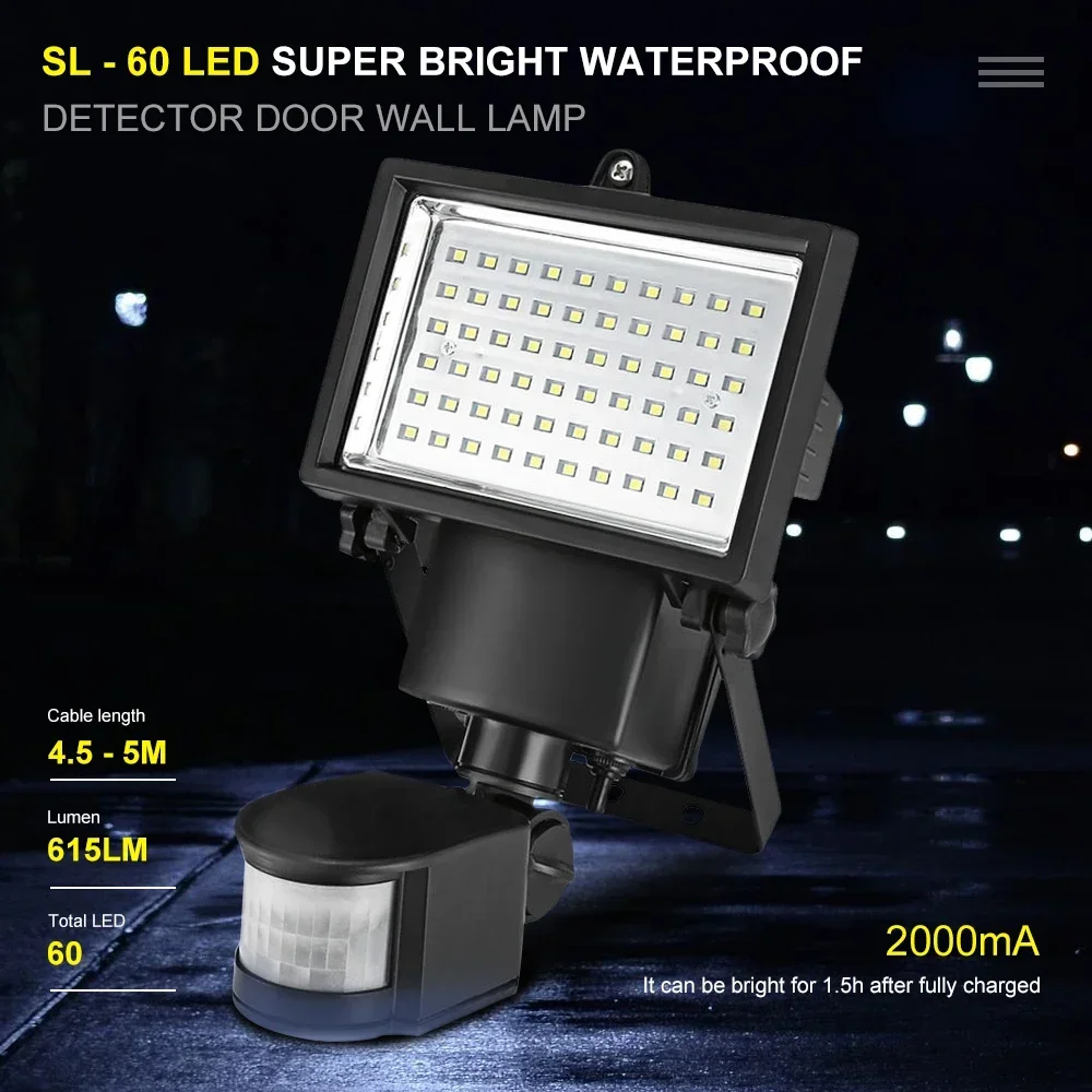 SL - 60 Solar Lamp LED Super Bright Light Waterproof Solar Powered PIR Motion Detector Door Solar Lamp For Garden Decoration
SL - 60 Solar Lamp LED Super Bright Light Waterproof Solar Powered PIR Motion Detector Door Solar Lamp For Garden Decoration