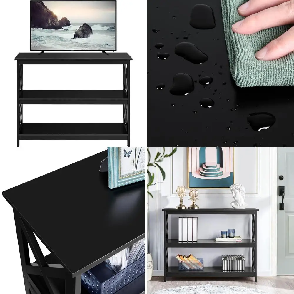 3-Tier Black TV Stand with Storage for Living Room Entertainment
3-Tier Black TV Stand with Storage for Living Room Entertainment