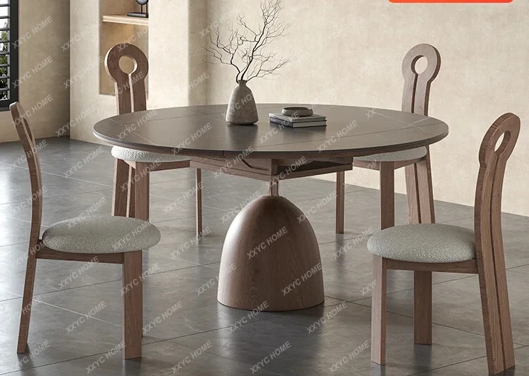 Retractable dual-purpose round solid wood rock slab dining table modern simple function induction cooker
Retractable dual-purpose round solid wood rock slab dining table modern simple function induction cooker