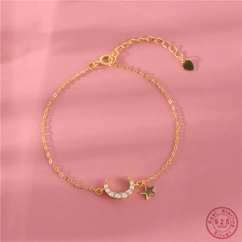 925 Sterling Silver Zircon Moon Star Bracelet Simple Temperament 14k Gold Plated Bracelet for Women Jewelry Accessories
925 Sterling Silver Zircon Moon Star Bracelet Simple Temperament 14k Gold Plated Bracelet for Women Jewelry Accessories