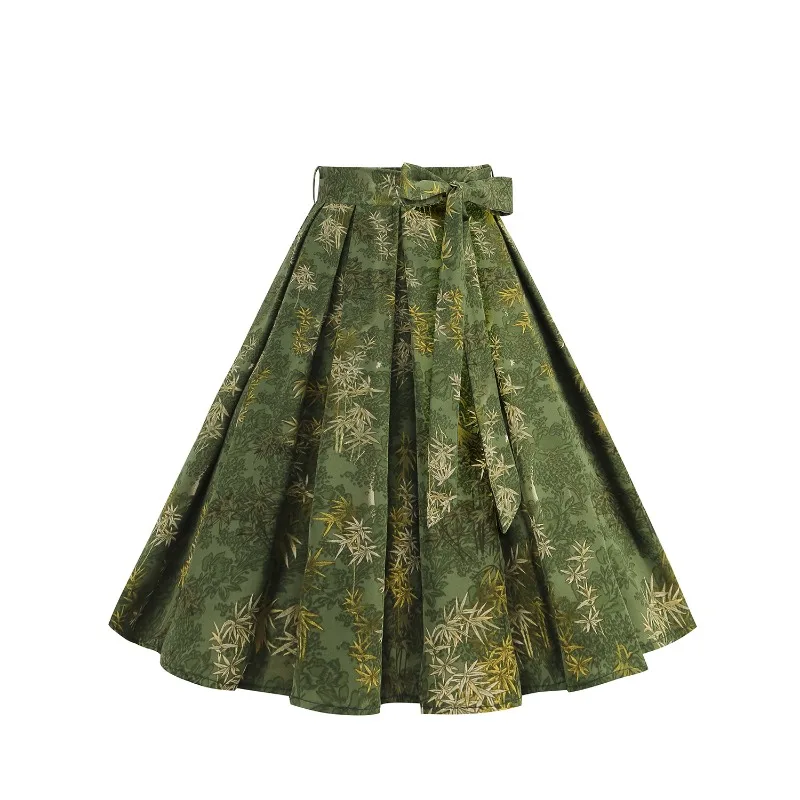 2025 New Hepburn Retro Green Botanical Print Pleated Skirts for Casual 1950s 60s Women's Belted Knee Length Vintage Style Skirt
2025 New Hepburn Retro Green Botanical Print Pleated Skirts for Casual 1950s 60s Women's Belted Knee Length Vintage Style Skirt