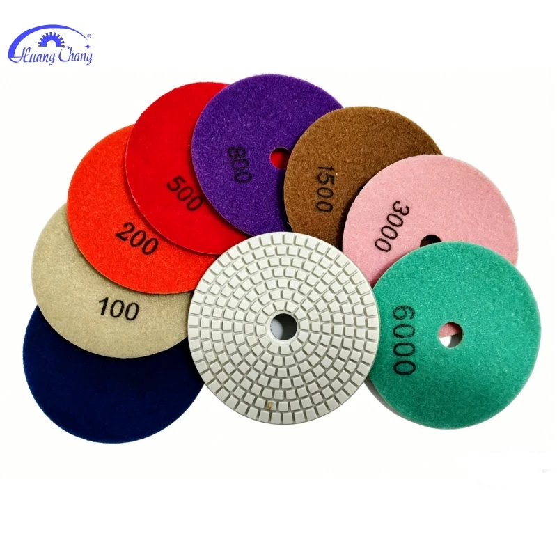 HuangChang 8pcs/Set 100mm Wet Polishing Pads #50-#6000 4 Inch Diamond Grinding Pads for Granite Marble Quartz Artificial Stone
HuangChang 8pcs/Set 100mm Wet Polishing Pads #50-#6000 4 Inch Diamond Grinding Pads for Granite Marble Quartz Artificial Stone