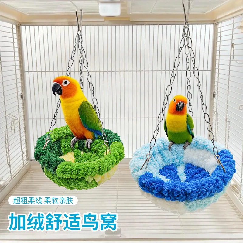 Hanging Bird Nest - Warm & Cozy Parrot Hut for Budgies, Thickened Plush Cotton Birdhouse Woven Hanging Bird Cage Accessory
Hanging Bird Nest - Warm & Cozy Parrot Hut for Budgies, Thickened Plush Cotton Birdhouse Woven Hanging Bird Cage Accessory
