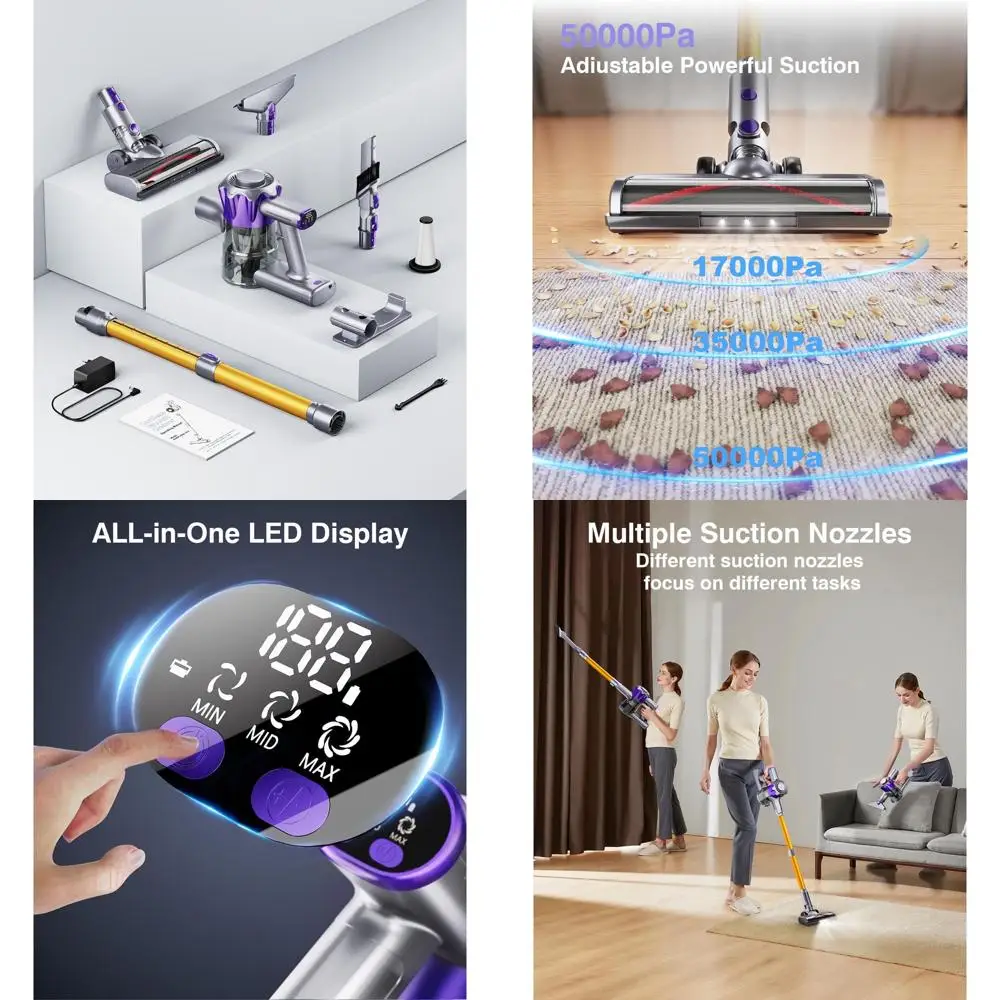 Мощный беспроводной вертикальный пылесос 450 Вт, 50 кПа, 70 минут работы от аккумулятора, идеально подходит для твердых полов, ковров и удаления шерсти животных.
Мощный беспроводной вертикальный пылесос 450 Вт, 50 кПа, 70 минут работы от аккумулятора, идеально подходит для твердых полов, ковров и удаления шерсти животных.