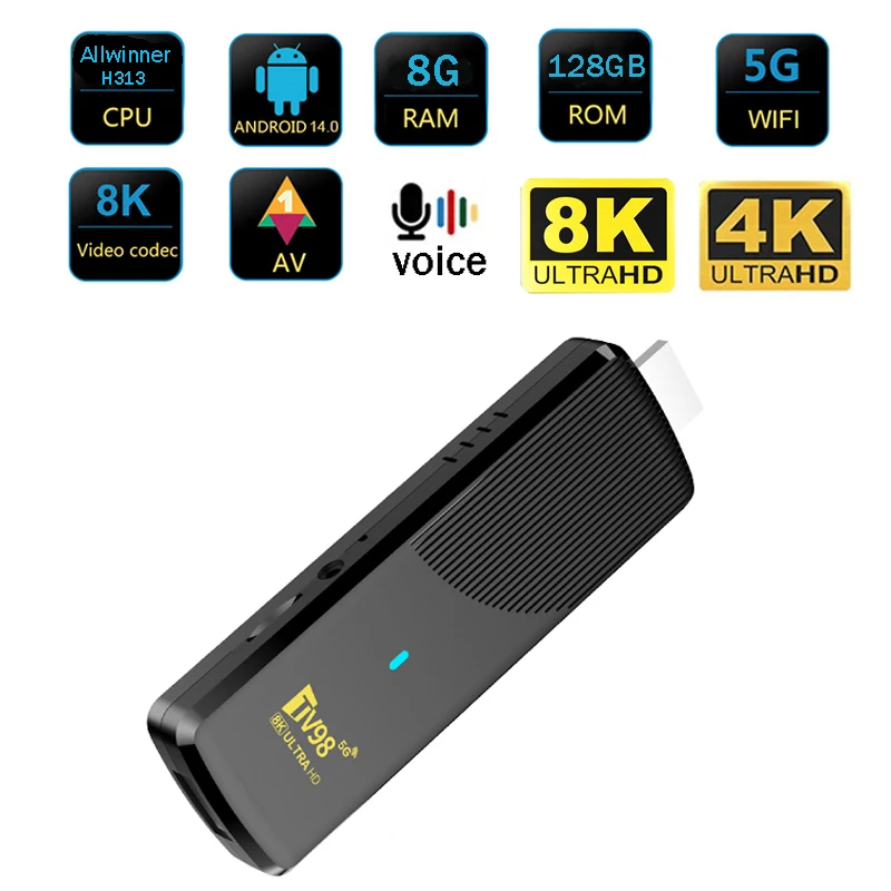 TV Stick Smart Android 14 TV98 OTA Support HD 8K 4K Media Player 4G 5G Dual WiFi6 BT5.0 HDR10 8GB 128GB Voice Remote iptv
TV Stick Smart Android 14 TV98 OTA Support HD 8K 4K Media Player 4G 5G Dual WiFi6 BT5.0 HDR10 8GB 128GB Voice Remote iptv