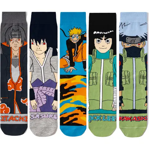 Masculino dos desenhos animados naruto personagem dos desenhos animados imagem meias macio longo tubo meias femininas cosplay casual esportes ao ar livre menino meias 35-45