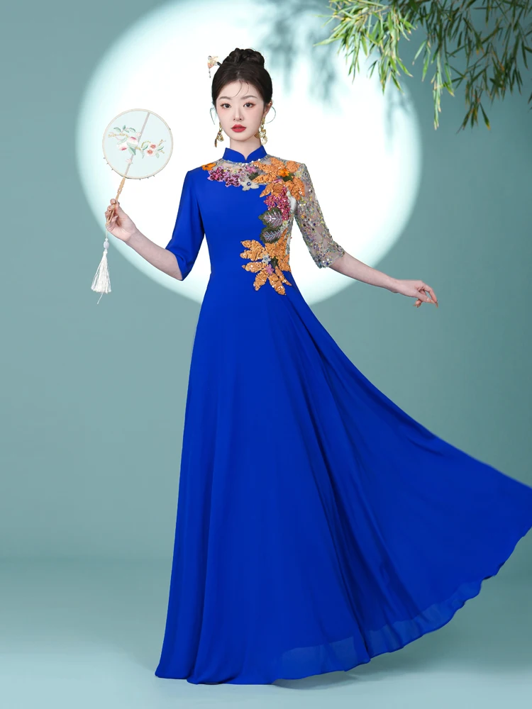 Ele Long Evening Gown Stage Performance Faion Chinese Chorus up Costume Slimming High End Wedding Dr
Ele Long Evening Gown Stage Performance Faion Chinese Chorus up Costume Slimming High End Wedding Dr