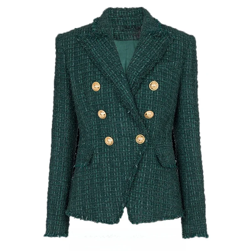 Tailored Slim Fit Tweed Jacket with Fringe Edges High-End Fabric Forest Green Long Sleeve Women's Short Coat Winter Fashion
Tailored Slim Fit Tweed Jacket with Fringe Edges High-End Fabric Forest Green Long Sleeve Women's Short Coat Winter Fashion