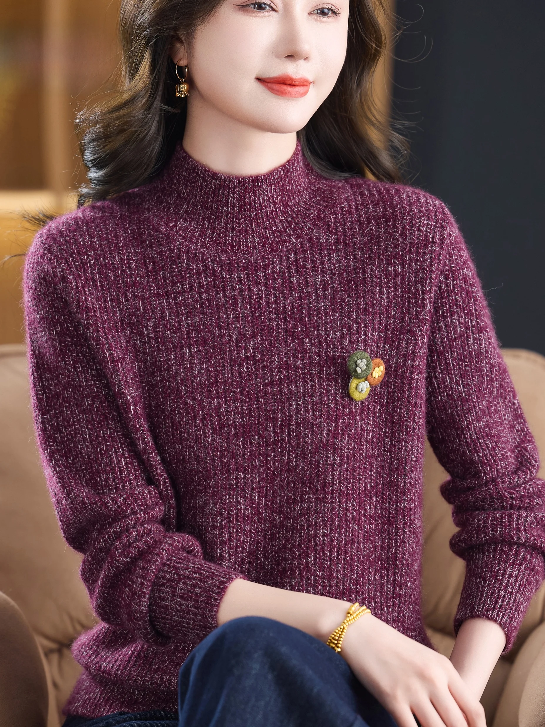 Fall Winter Thi Woolen Sweater Women's f High Collar Knitted Warm Inner irt ly Mom's Faion Cozy Fluffy Yarn Top
Fall Winter Thi Woolen Sweater Women's f High Collar Knitted Warm Inner irt ly Mom's Faion Cozy Fluffy Yarn Top