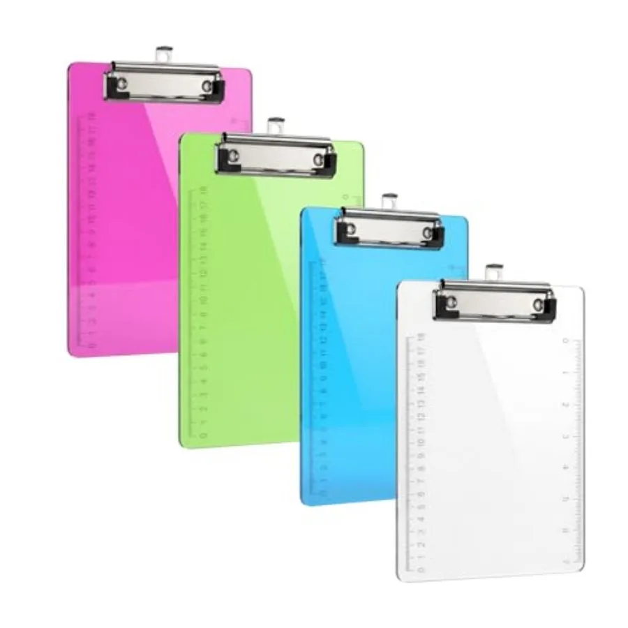 4 PCS Mini Clipboards, Acrylic Small Clipboard with Ruler, A5 6"x9" Half-Letter Size, Portability Memo Plastic Clip Boards for
4 PCS Mini Clipboards, Acrylic Small Clipboard with Ruler, A5 6"x9" Half-Letter Size, Portability Memo Plastic Clip Boards for